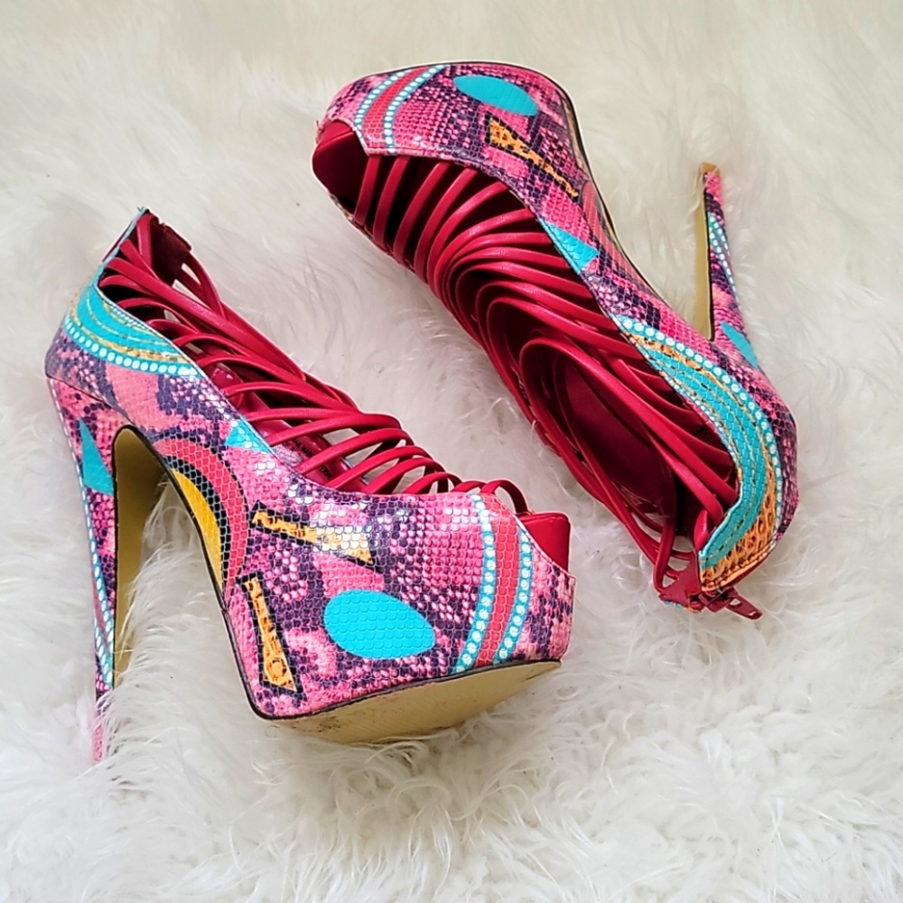 Multicolor Platform Heels